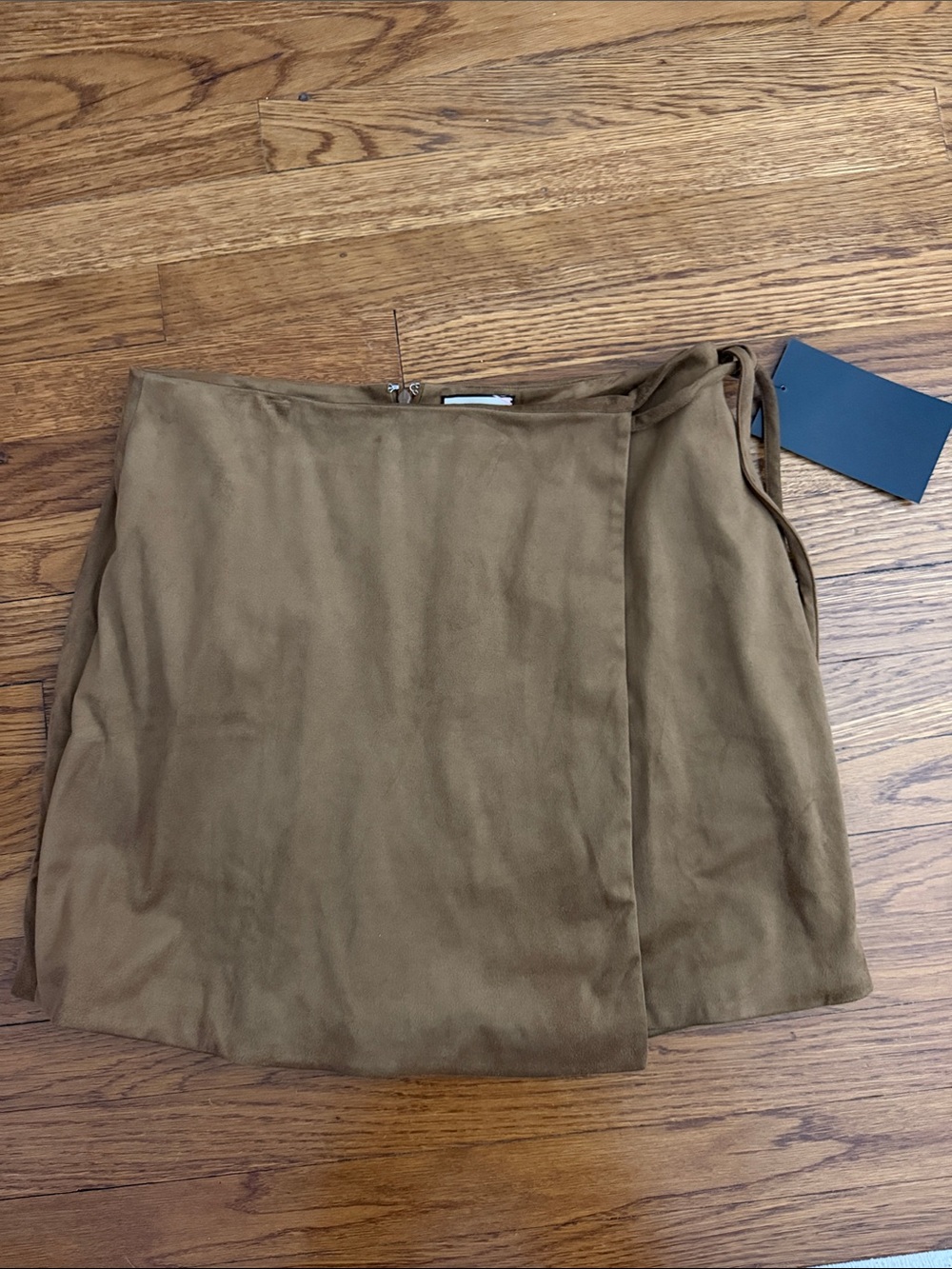 Tuckernuck Suede-Look Wrap Mini Skirt in Camel Brown